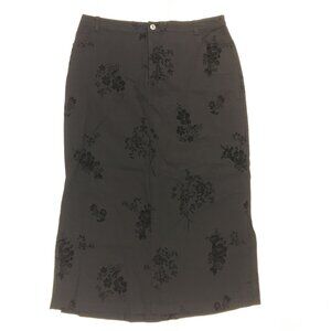 CJ Banks Black Flocked Floral Maxi Skirt Womens Plus Size 14W